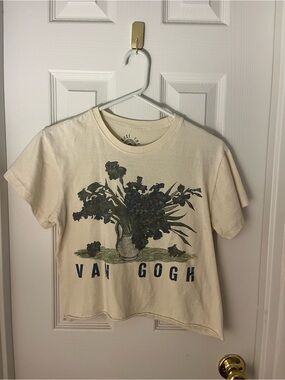 Van Gogh Cream Floral Crop Tee - Women's Crop Top